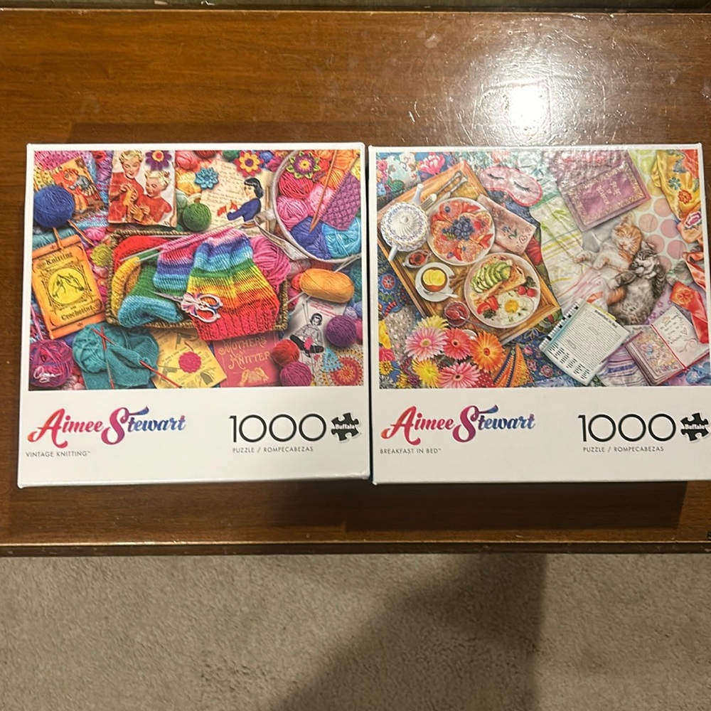 Lot of 2 Aimee Stewart Buffalo Jigsaw Puzzles—1000 pieces each